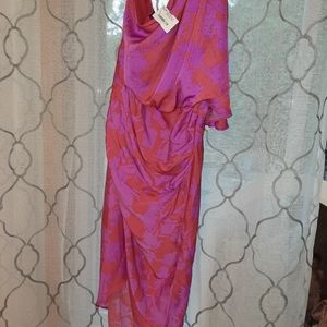 NWT one shoulder midi dress fushia and purple